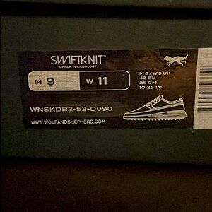 Wolf and Shepherd Swiftknit Derby WTZ. Men’s Size 9. Gray and Black.